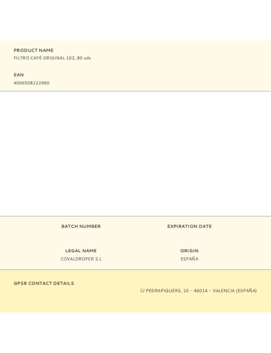 Filtro café original 102, 80 uds