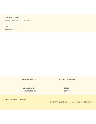 Filtro café 1-4 tazas 40 uds