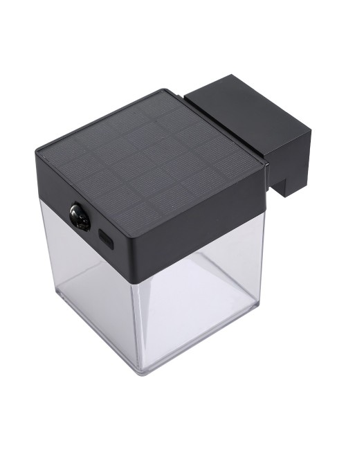 Aplique solar cuadrado 4 w 500 lm, 3.000/4.000/6.500 k, con sensor, negro