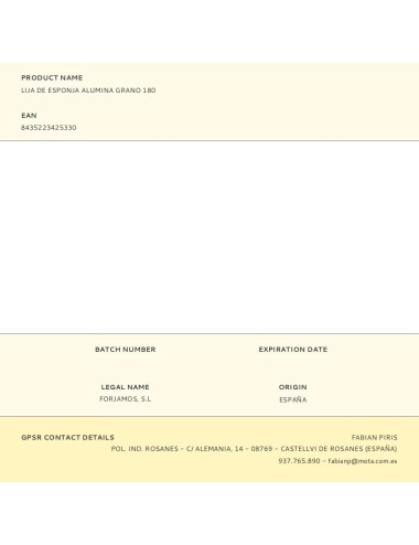 Esponja lijadora de aluminio grano 180