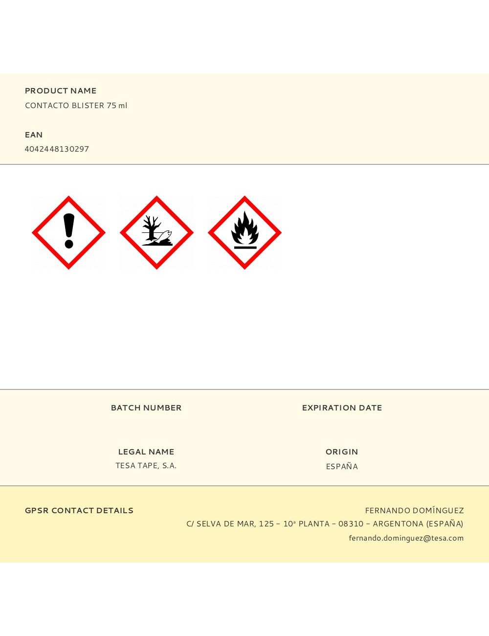 Contacto blister 75 ml