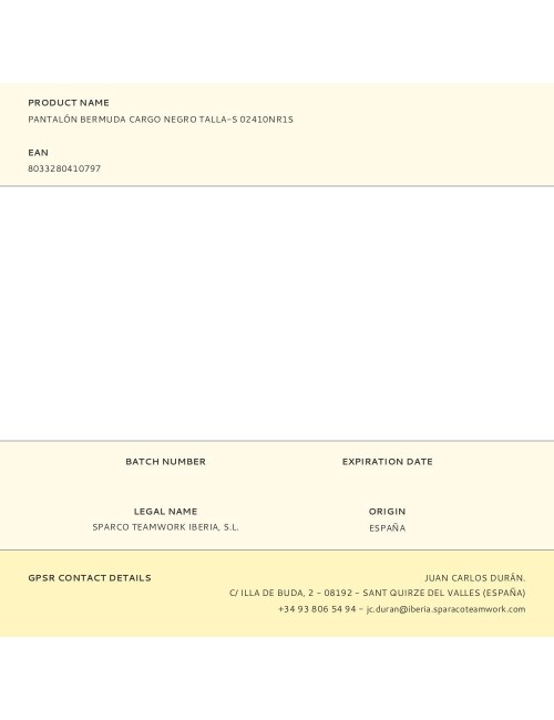 Pantalón bermuda cargo negro talla-s 02410nr1s