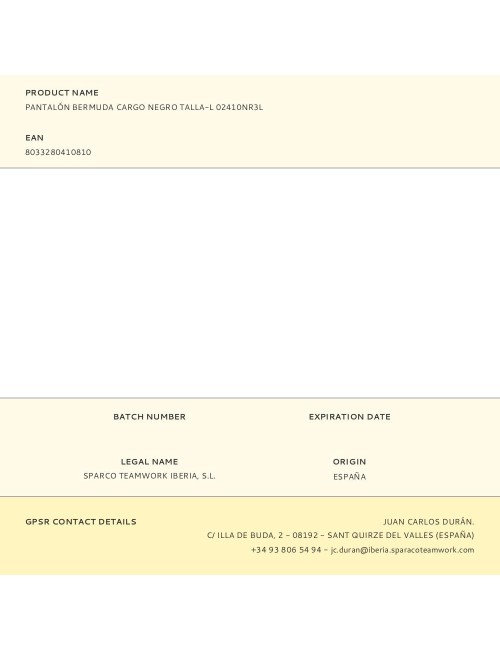 Pantalón bermuda cargo negro talla-l 02410nr3l