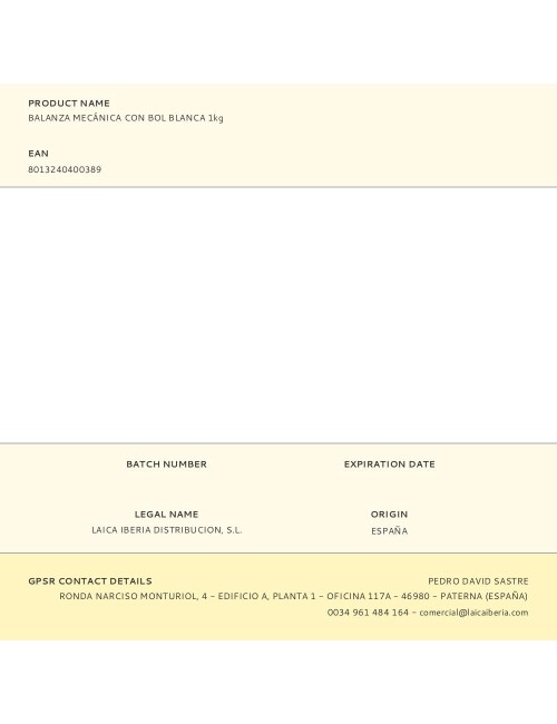 Balanza mecánica con bol blanca 1kg