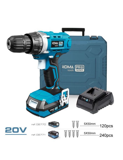 Kit taladro atornillador 20 v con 70 accesorios con batería y cargador