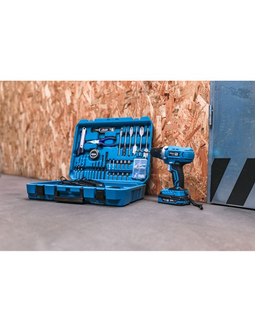 Kit taladro atornillador 20 v con 70 accesorios con batería y cargador