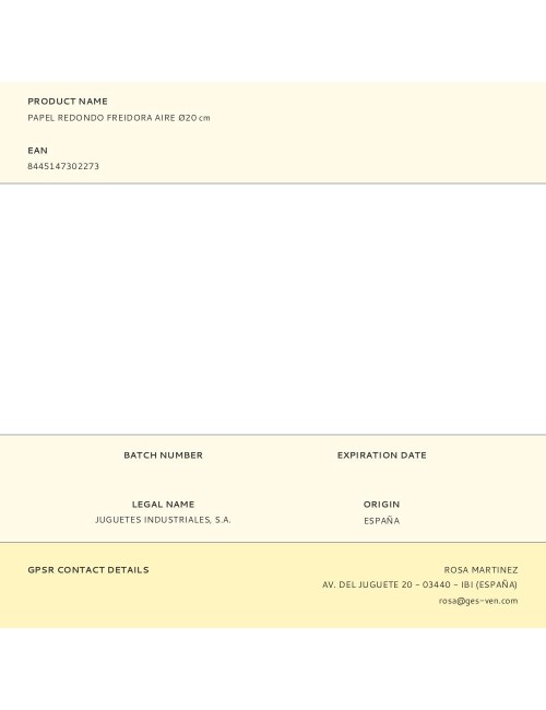 Papel redondo freidora aire ø20 cm