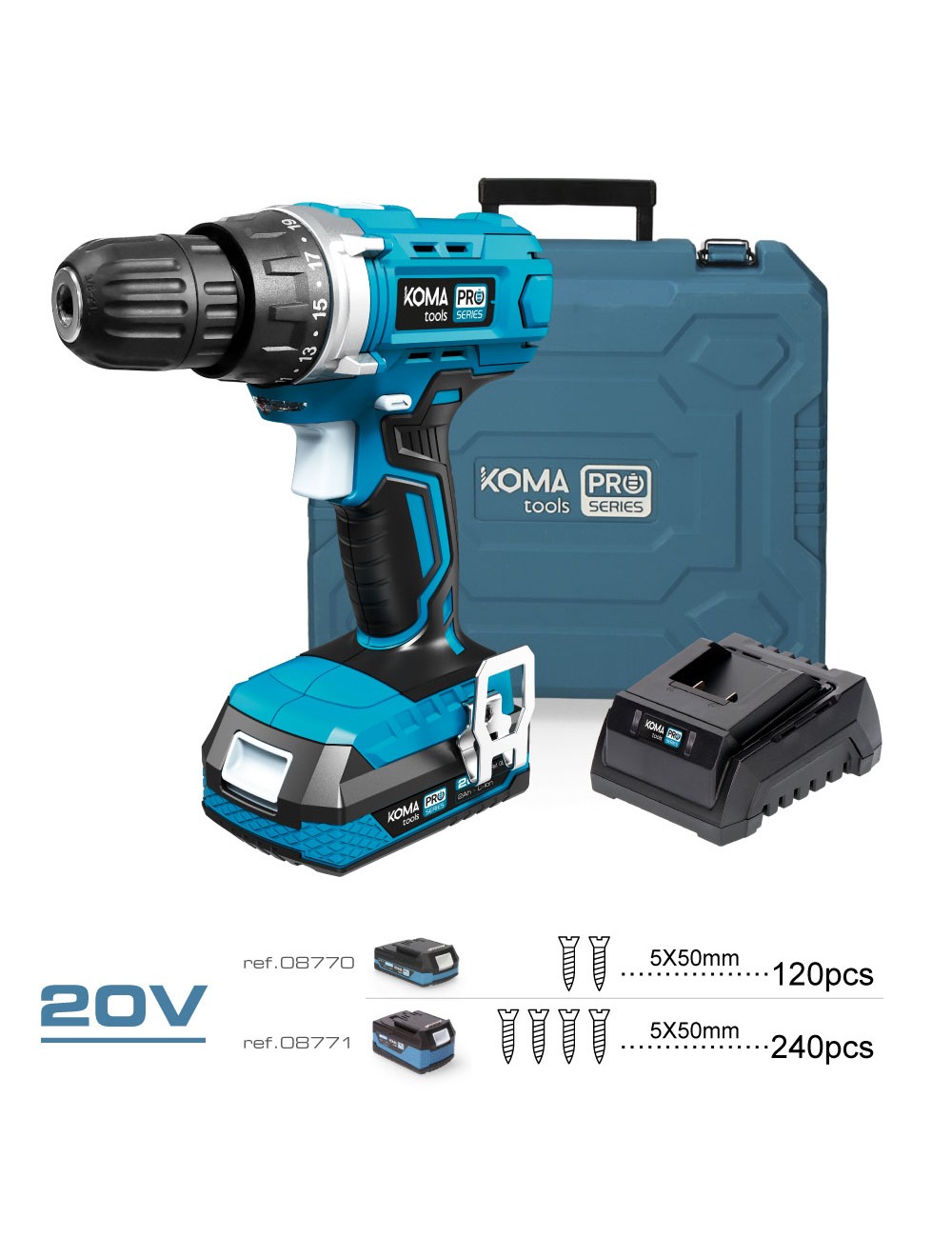 Kit taladro atornillador 20 v con 40 accesorios con batería y cargador