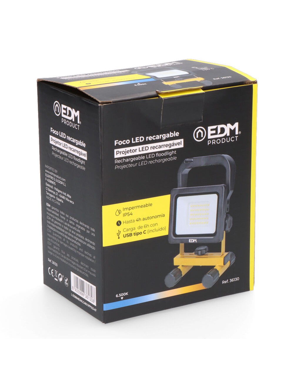 Foco led recargable 20 w 2000 lm 6500 k