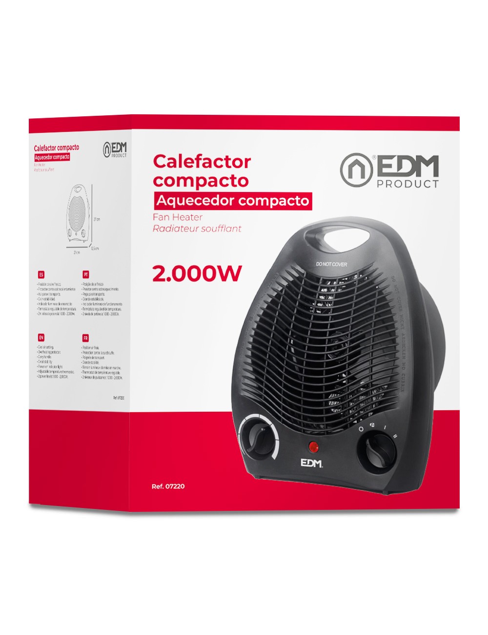 Calefactor compacto 1000 - 2000 w negro
