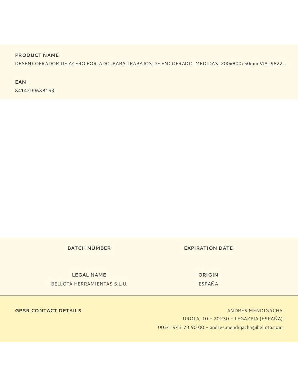 Desencofrador de acero forjado, para trabajos de encofrado. medidas: 200x800x50mm viat98220800 viat