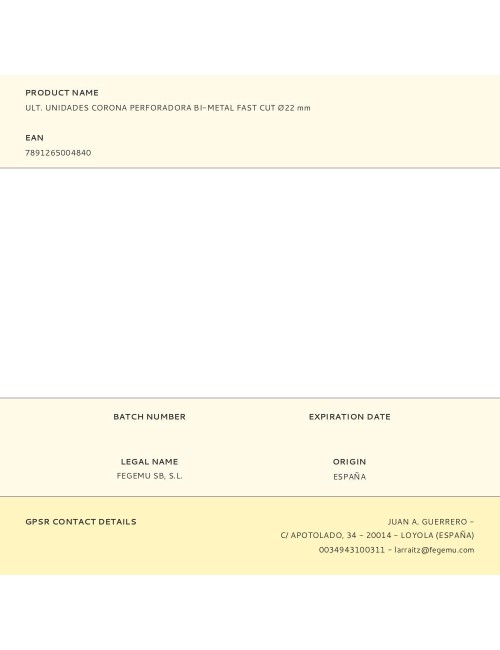 Corona perforadora bi-metal fast cut ø22 mm