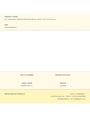 Corona perforadora bi-metal fast cut ø16 mm