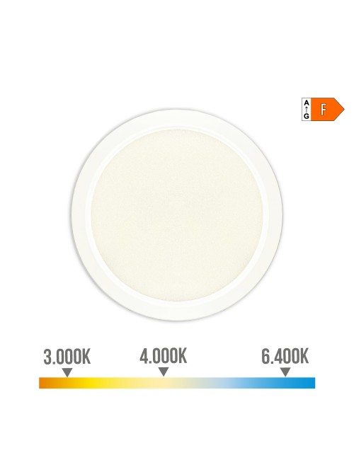 Downlight ajustable led superficie/empotrar 20 w 2050 lm, marco blanco, 3cct, ø22,5 cm