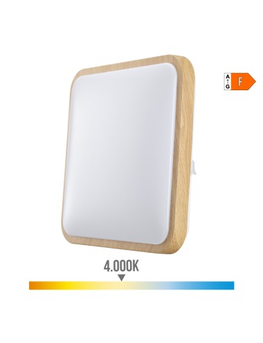 Aplique superficie cuadrado led efecto madera 18 w 4000 k 1820 lm 33 x 5 x 33 cm