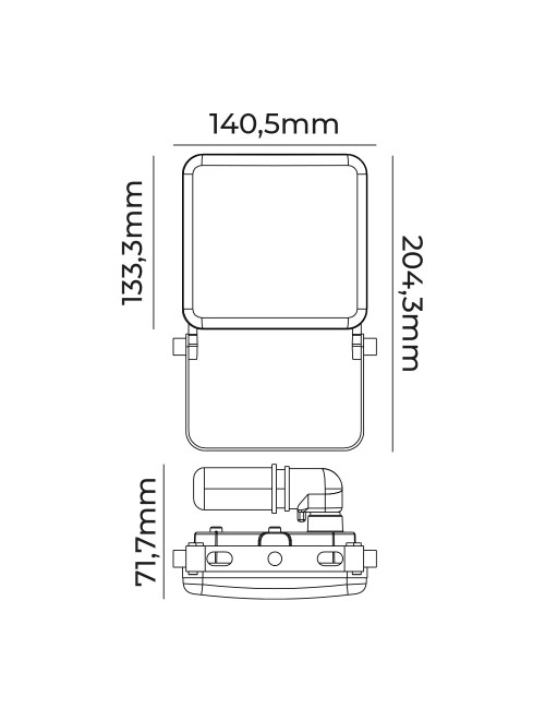Foco proyector led frameless 30 w 2360 lm 6000 k luz fria 14 x 13,3 cm