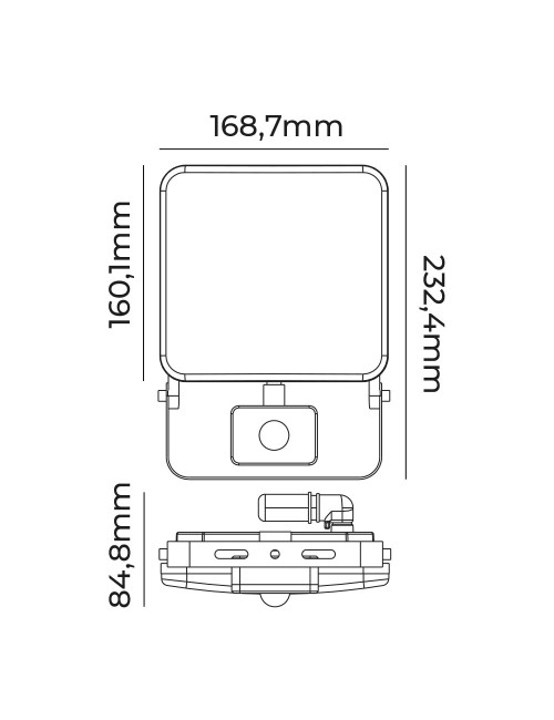 Foco proyector led frameless con sensor 50 w 4100 lm 6000k luz fria 16,8 x 16 cm