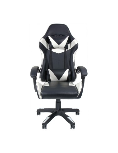 Silla gaming ergonómica negra y blanca