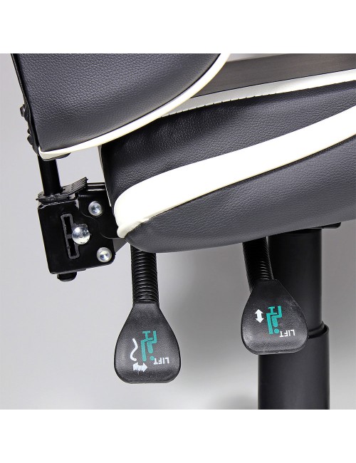 Silla gaming ergonómica negra y blanca