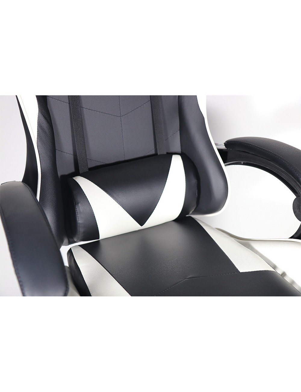 Silla gaming ergonómica negra y blanca