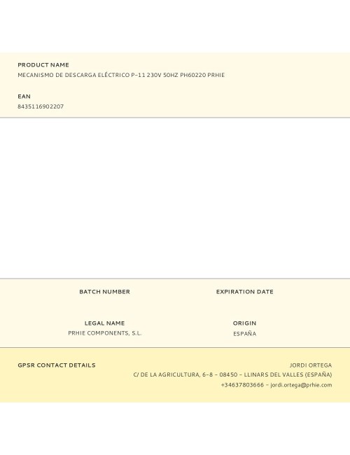 Mecanismo de descarga eléctrico p-11 230v 50hz ph60220 prhie