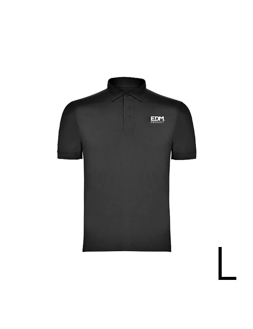 *merchandising* polo negro talla-l manga corta bordado edm