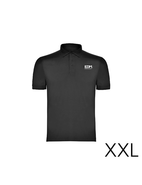 *merchandising* polo negro talla-xxl manga corta bordado edm