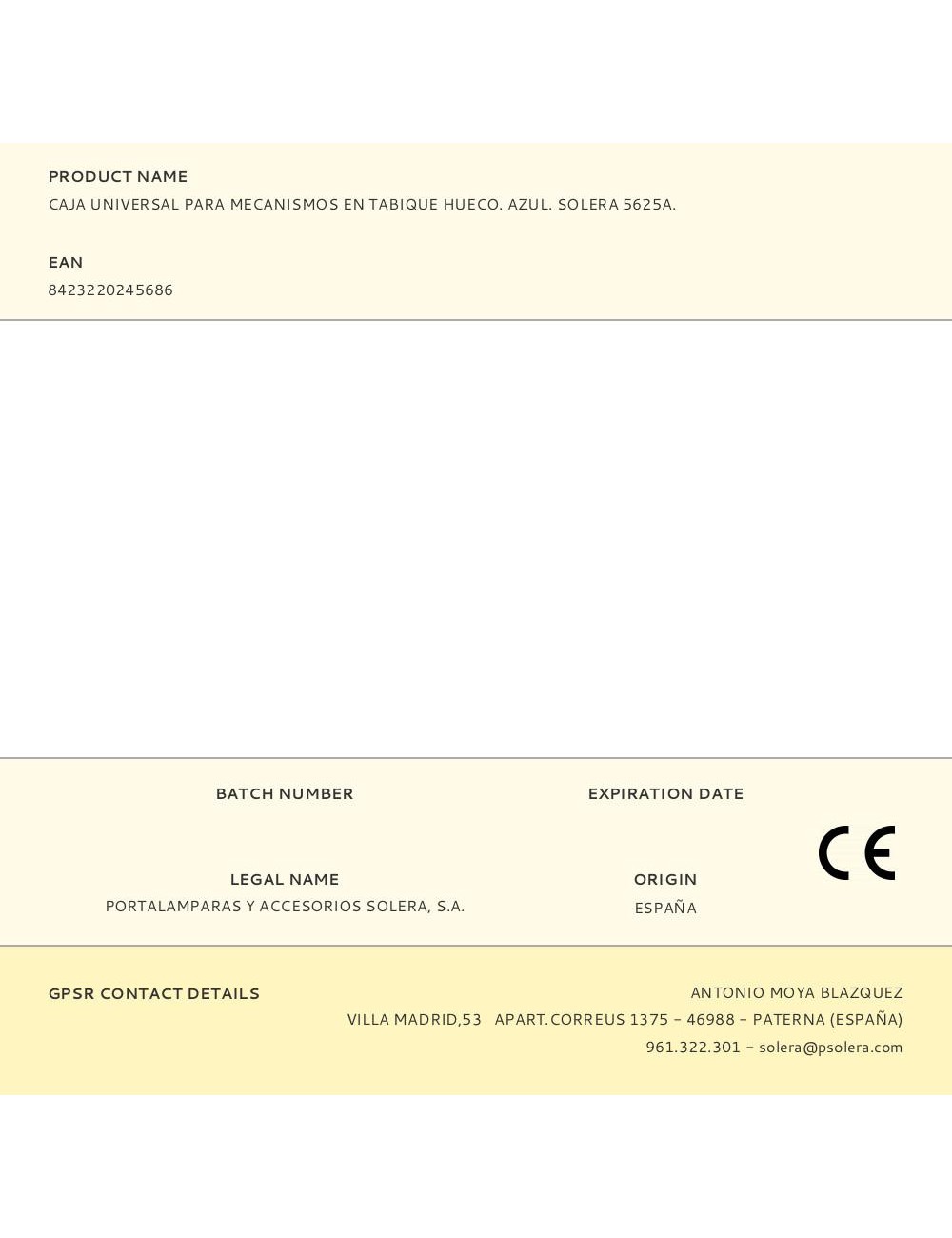 Caja universal para mecanismos en tabique hueco. azul. solera 5625a.