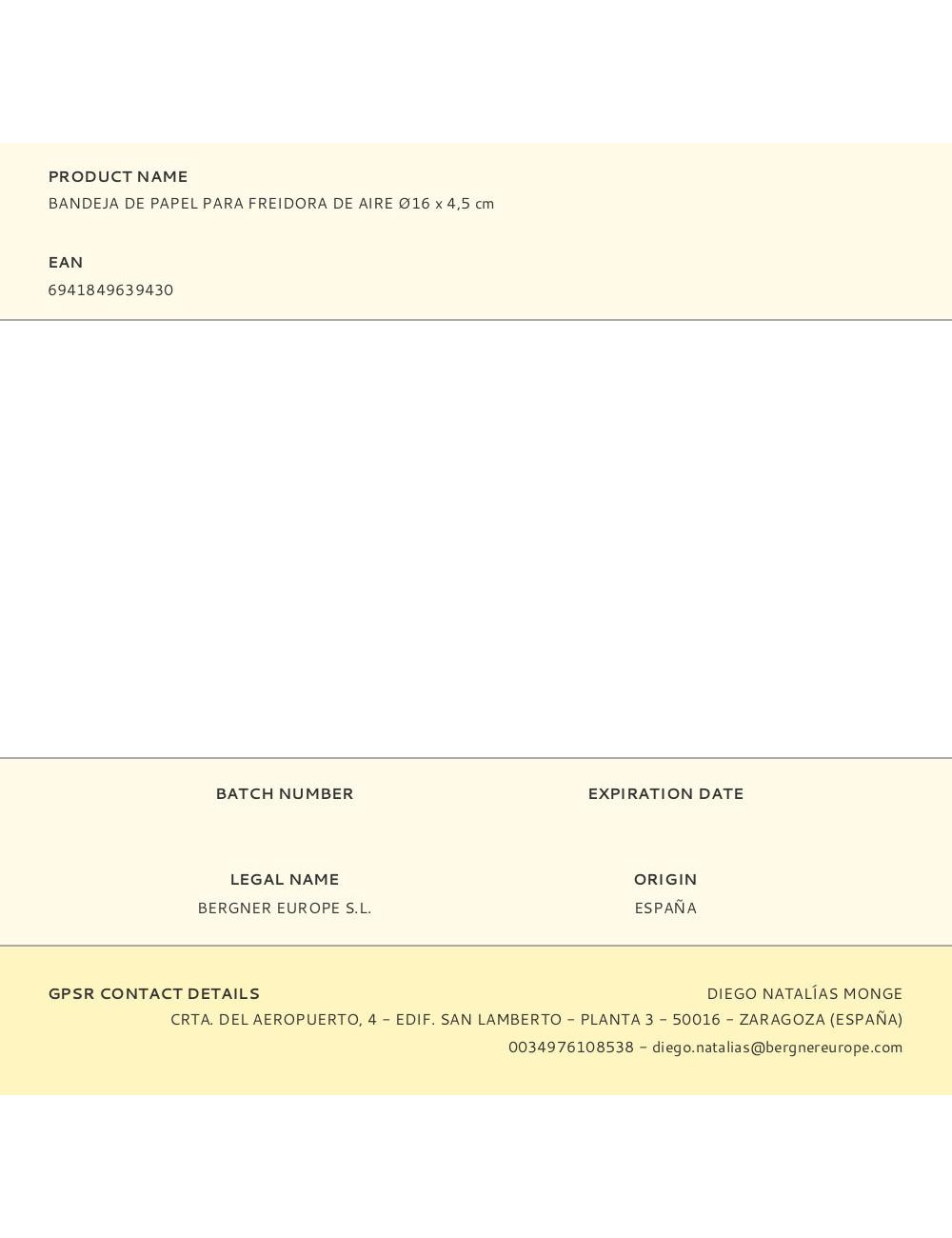 Bandeja de papel para freidora de aire ø16 x 4,5 cm