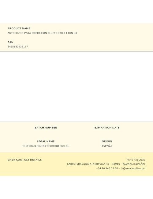 Auto radio para coche con bluetooth y 1 din nk