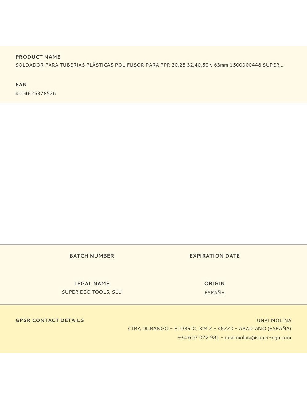 Soldador para tuberias plásticas polifusor para ppr 20,25,32,40,50 y 63mm 1500000448 super ego