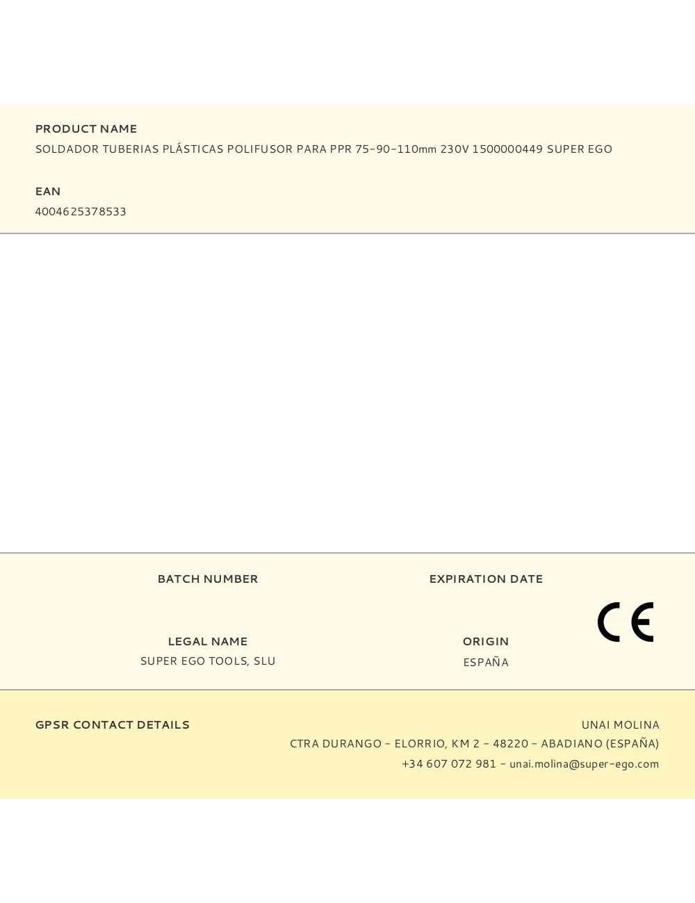 Soldador tuberias plásticas polifusor para ppr 75-90-110mm 230v 1500000449 super ego