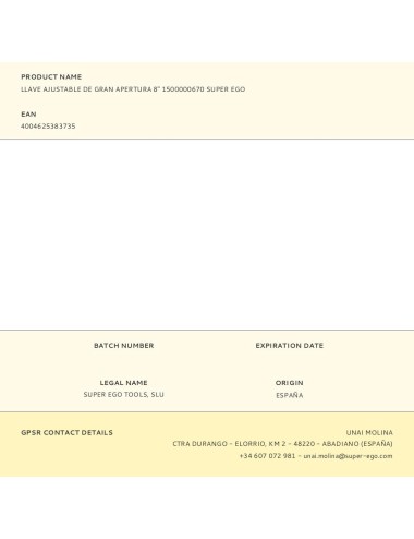 Llave ajustable de gran apertura 8" 1500000670 super ego