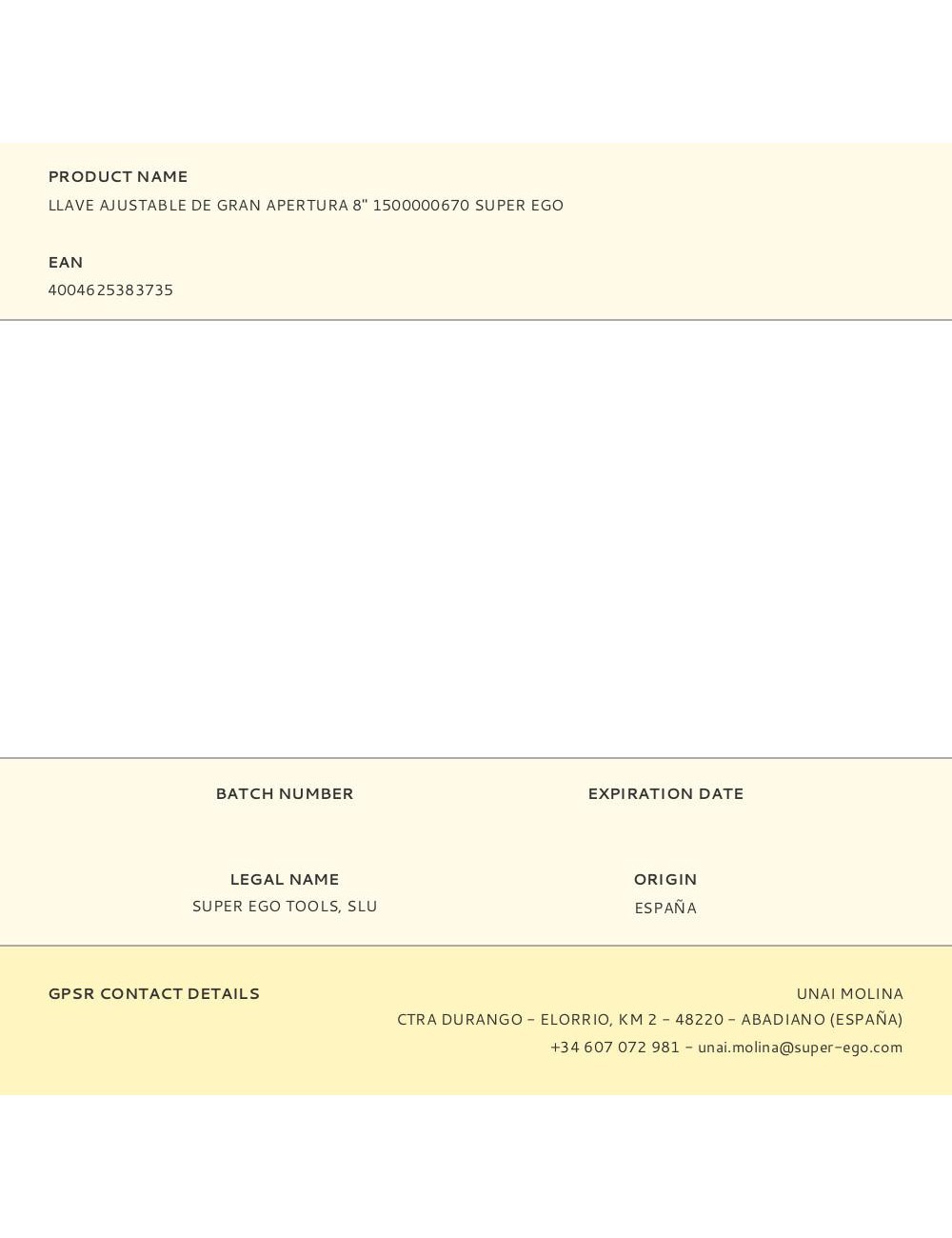 Llave ajustable de gran apertura 8" 1500000670 super ego