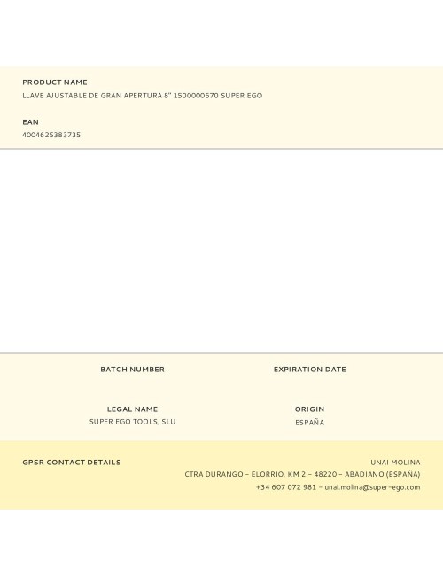 Llave ajustable de gran apertura 8" 1500000670 super ego