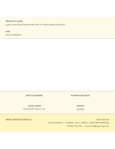 Llave ajustable gran apertura 10" seh019200 super ego