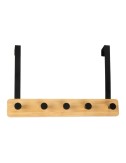 Colgador sobrepuerta de metal negro y madera 38 x 25 cm