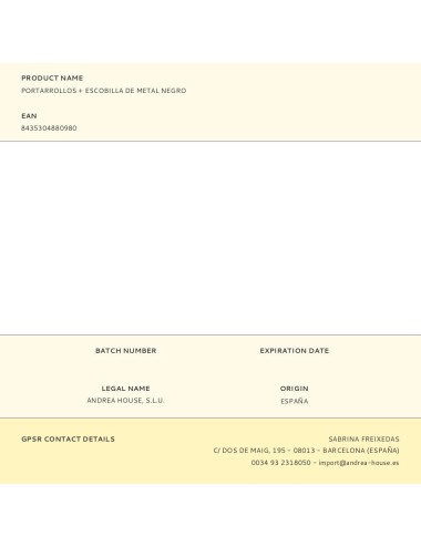 Portarrollos + escobilla de metal negro