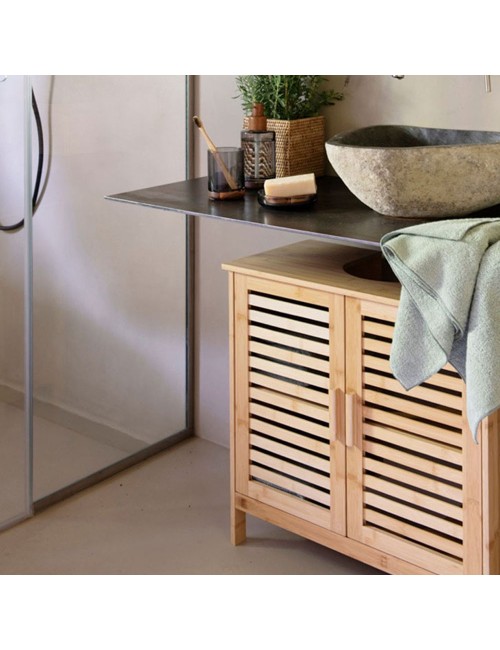 Armario bajo para lavabo de bambú 60 x 30 x 62 cm