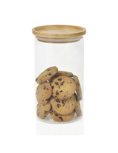 Bote de vidrio / madera ø9,5 x 17,5 cm