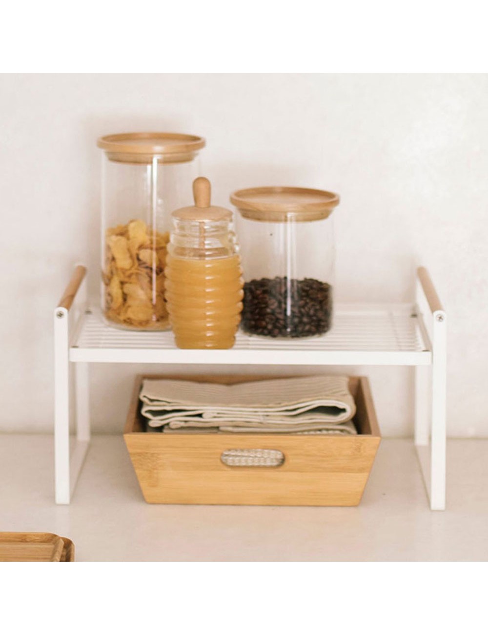 Bote de vidrio / madera ø9,5 x 17,5 cm