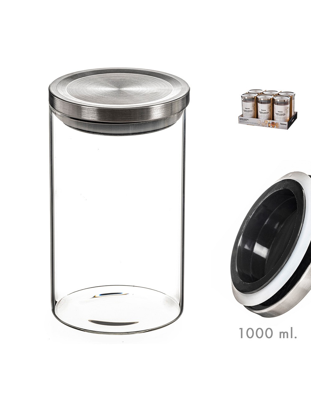 Tarro de cristal con tapa de metal 1000 ml