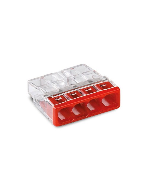 Conector rápido 4 vias, ø maximo 2,5 mm², transparente / roja