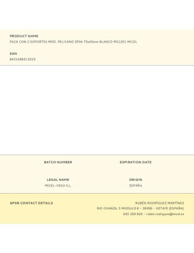 Pack con 2 soportes mod. pelicano sp04 75x65mm blanco m31201 micel