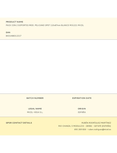 Pack con 2 soportes mod. pelicano sp07 110x87mm blanco m31221 micel