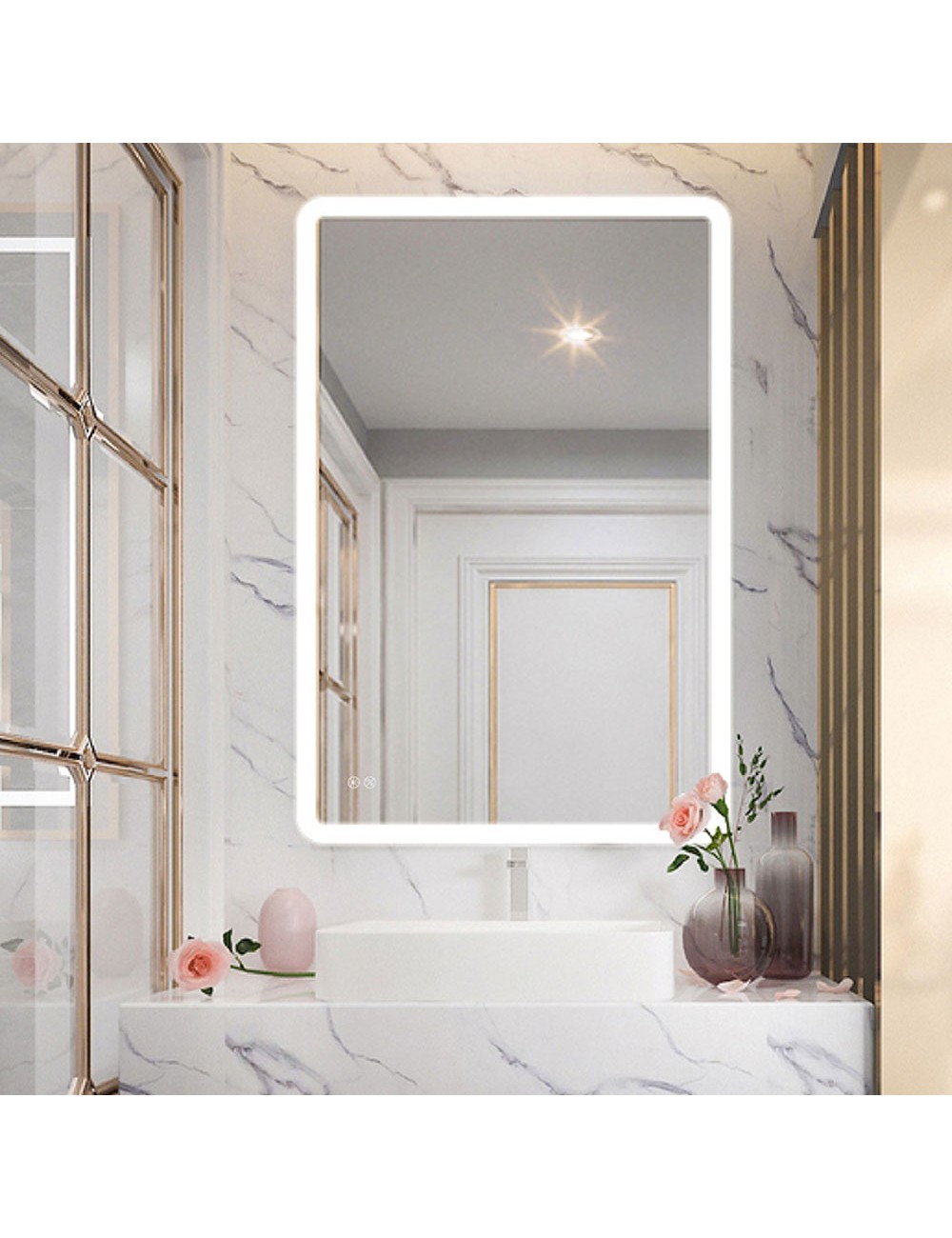 Espejo rectangular con led 20 w 80 x 60 cm