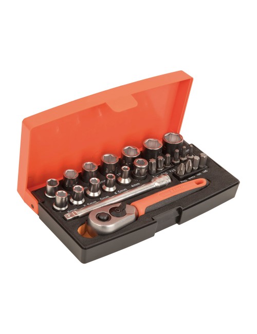 Llaves de vaso 1/4", maletín 25 piezas