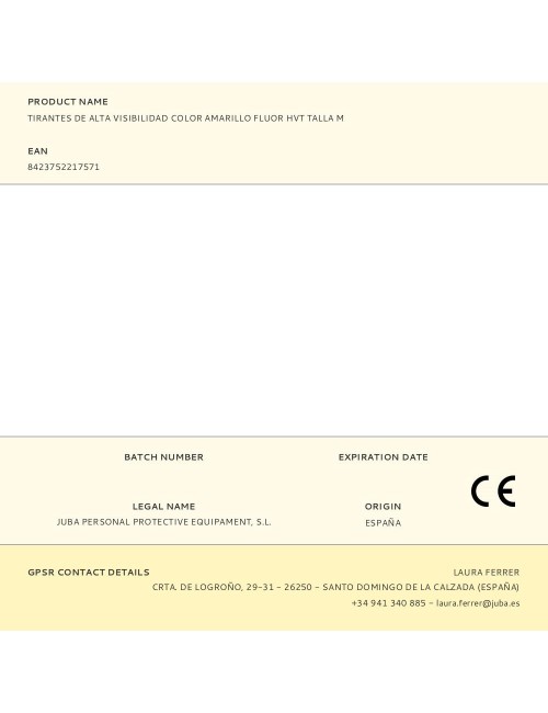 Tirantes de alta visibilidad color amarillo fluor hvt talla m