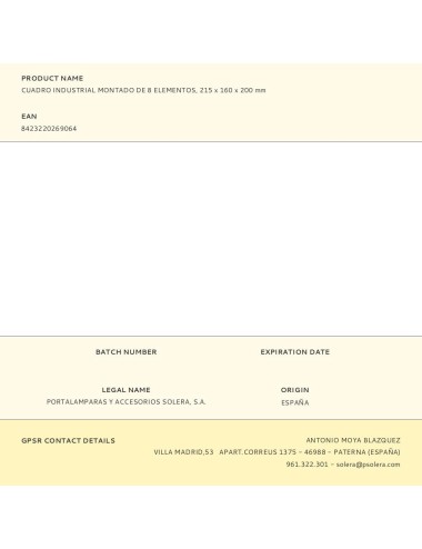Cuadro industrial montado de 8 elementos, 215 x 160 x 200 mm