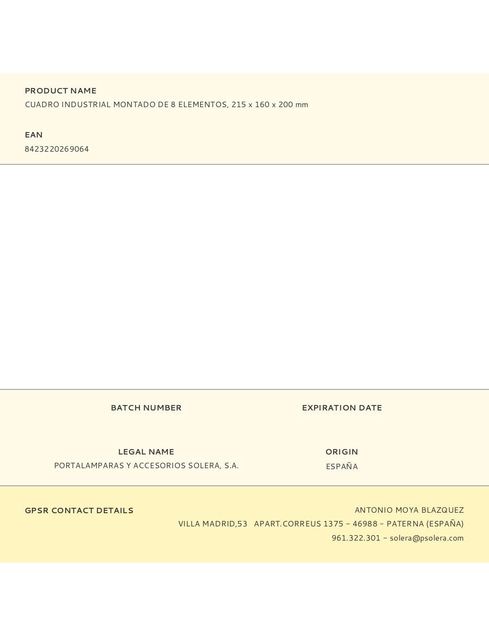 Cuadro industrial montado de 8 elementos, 215 x 160 x 200 mm